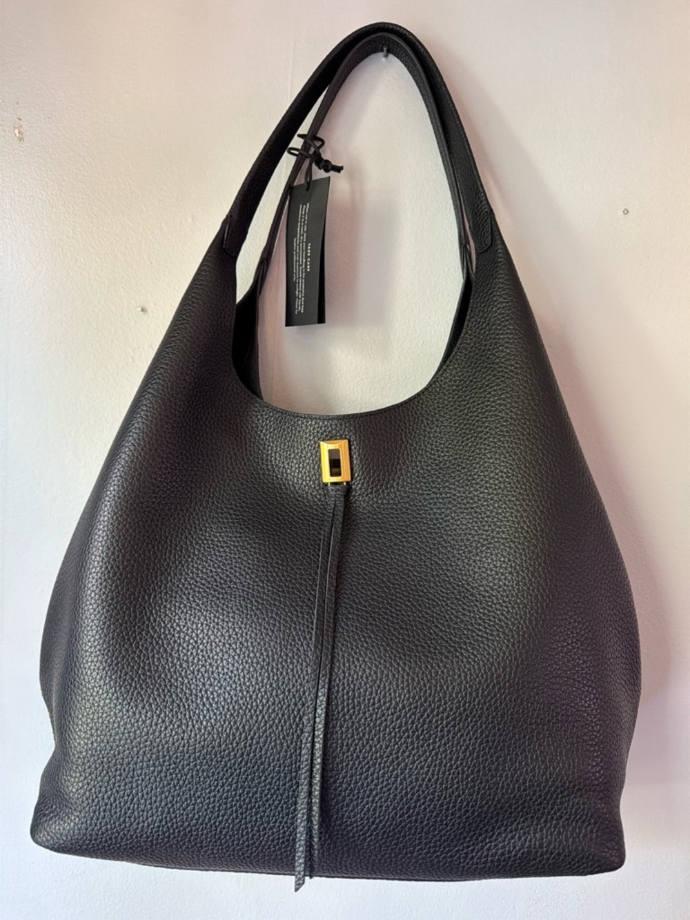 Rebecca Minkoff Black Pebbled Leather Shoulder Hobo with Gold Accent